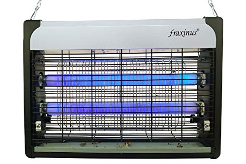 fraxinus - Insectocutore Elettrico per Insetti, 20 W, 4 Lati, attrazione alla Luce UV, Cattura Insetti, zanzare, Colore Nero
