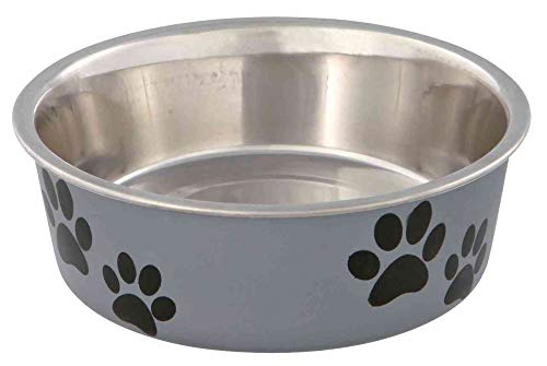 Trixie - Ciotola in acciaio con rivestimento in plastica per cani, Colori Assortiti, 0.4 l, ø14 cm, 1 pezzo