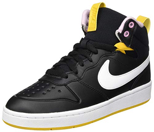 Nike Court Borough Mid 2 Boot (GS), Scarpe da Basket Bambino, Black/White-Dk Sulfur-lt Arctic Pink, 36 EU