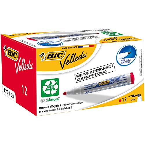 BIC Board Marker Bullet Tip 3 - pk & Whiteboard, 12 Pezzi