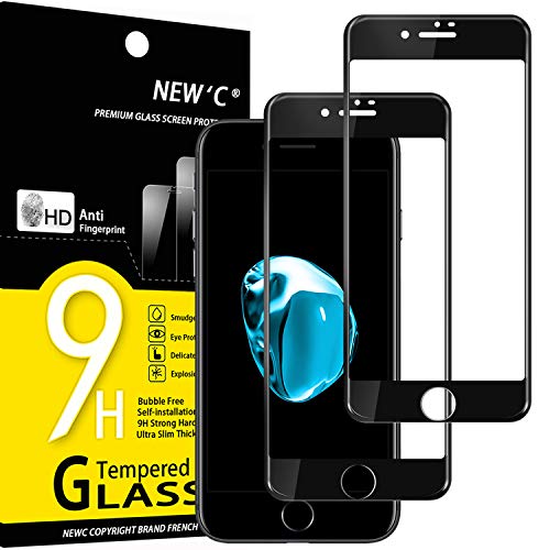 NEW'C Pacco da 2 Pezzi, Pellicola Protettiva in Vetro temperato Compatibile con iPhone 7/8, 3D Full Screen in Vetro temperato 9H durezza, 0,33 mm Ultra-Trasparente, HD Pellicola Protettiva