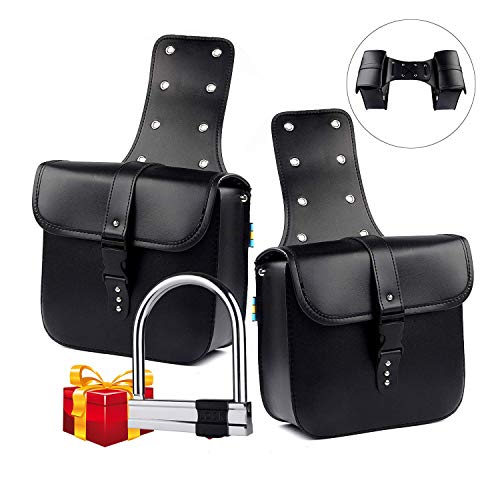 1 paio di borse laterali laterali in pelle PU impermeabile posteriore sedile da sella borsa da viaggio strumento coda bagagli nero