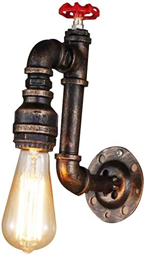 Injuicy Vintage E27 Edison Ferro Steampunk Lampada da Parete Retro Lampada a Muro di Metallo Tubi di Acqua Applique da Parete a Luce per Bar Cucina Sala da Pranzo Soffitta Caffetteria Ristoranti
