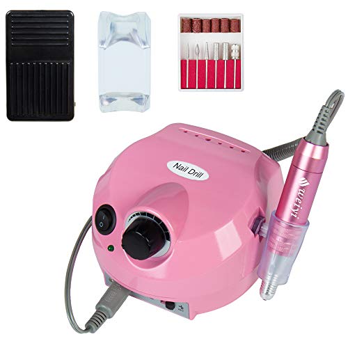 Fresa per Unghie Elettrica Professionale Bassa Vibrazione Ricostruzione Manicure Pedicure 30.000 Giri/Min Elettrico Trapano Chiodo Lima Rosa