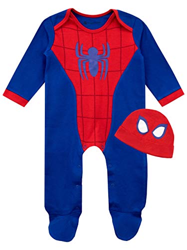 Marvel Set di Tutina da Notte e Cappellino per Bambino Spiderman Blu 9-12 Mesi