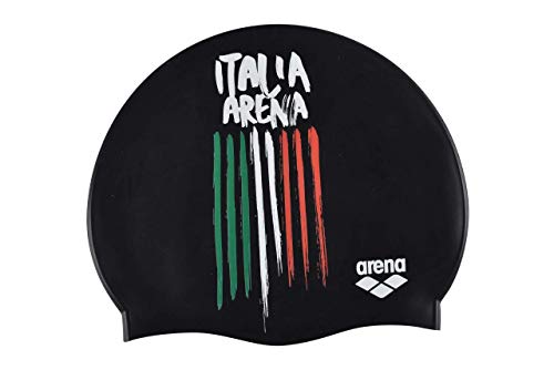 Arena Flags Silicone cap, Cuffie da Nuoto Unisex Adulto, Nero (Italia), Taglia Unica