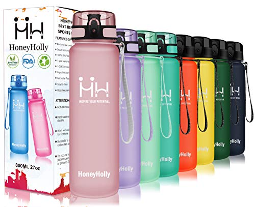 HoneyHolly Bottiglia d'Acqua Sportiva 1l, Senza BPA Borracce Tritan Borraccia a Prova di Perdite con Filtro per Bambini,Scuola,Sport,Campeggio,Yoga,Palestra,Ciclismo