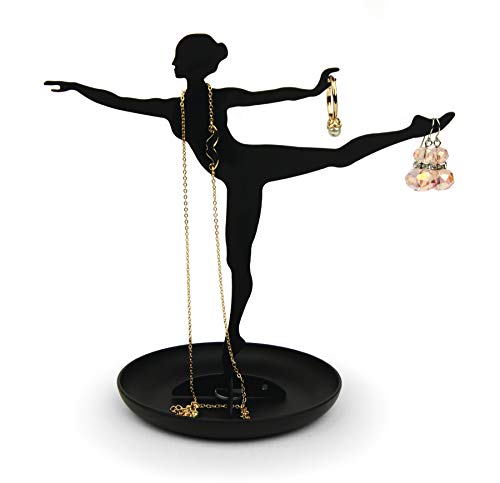 Kikkerland Ballerina Jewelery Holder Portagioie, PVC, Nero, 2x16x19 cm