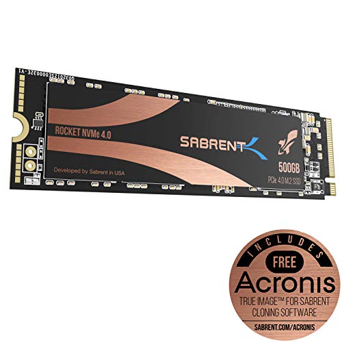 Sabrent SSD Interno 500GB Rocket Nvme PCIe 4.0 M.2 2280 Unità Di Memoria A Stato Solido Con Massime Prestazioni (SB-ROCKET-NVMe4-500)
