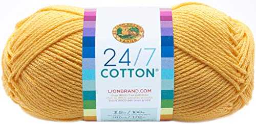 Lion Brand Yarn Company-Matassa di Filato in Cotone, in Puro Cotone, Colore: Giallo Limone