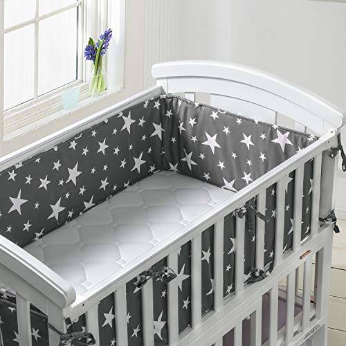 Luchild Paracolpi imbottito per lettini, con motivo a stelline Tour de lit de bébé Protection de tête 420 x 28 cm