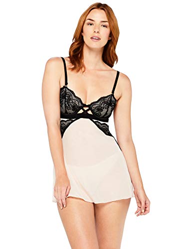 Marchio Amazon - Iris & Lilly Babydoll Donna, Nero (Black/nude), L, Label: L