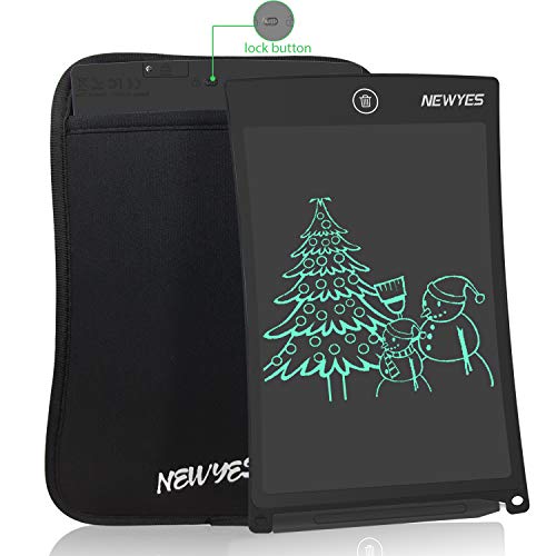 NEWYES Tablet da Scrittura LCD Portatile con Custodia, Lunghezza 8,5 Pollici, Vari Colori(Nero + Caso)