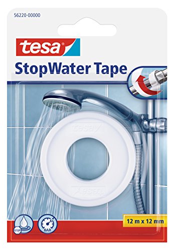 Tesa 56220 StopWater - Nastro di riparazione dell'impianto idraulico, 12m x 12mm, Bianco, 1 pz.