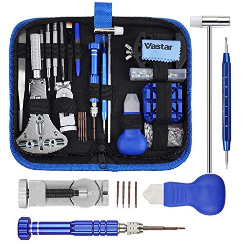 Vastar 177PCS Kit Riparazione Orologi, Kit Attrezzi Orologiaio per Fai da te Orologi, Utensili per Orologio Riparazione，Dispositivo di Rimozione del Portable Kit Orologiaio