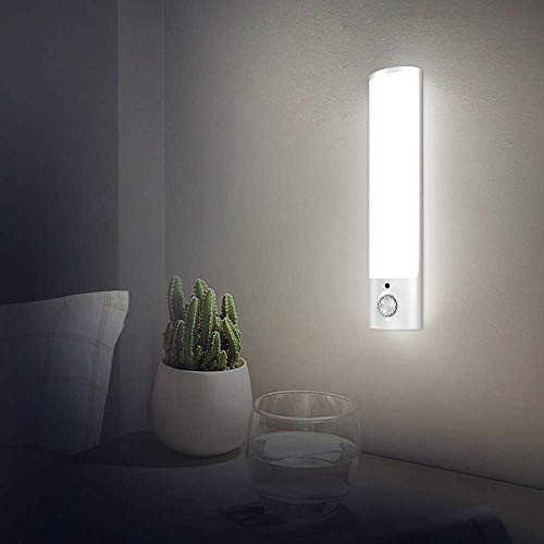 SECRUI - Luce notturna con sensore di movimento, ricaricabile tramite USB, a batteria, LED per interni, con magnete rimovibile, per camera da letto, armadio, corridoio, cucina - Bianco caldo