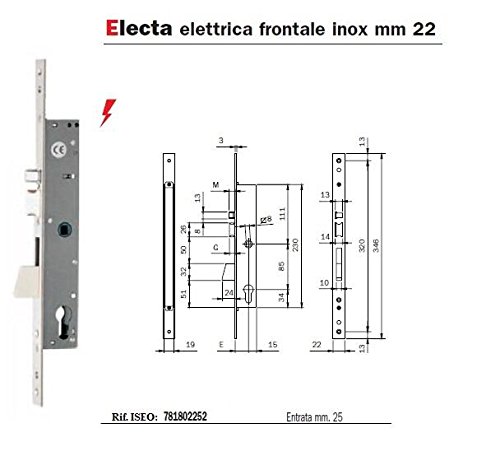 SERRATURA ELETTRICA ELETTROSERRATURA da infilare 25 mm. art. 781802252 Iseo