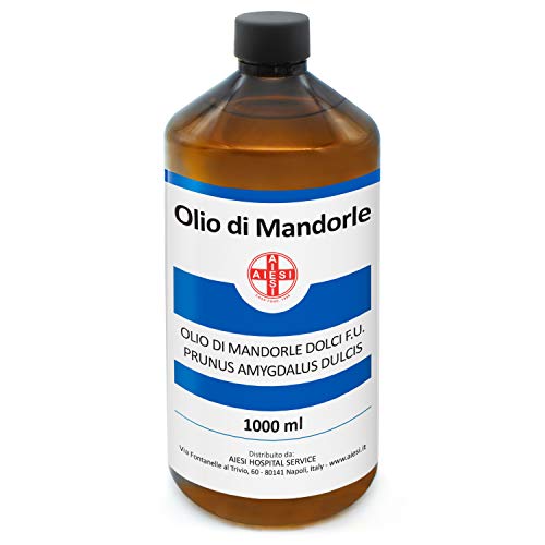 AIESI® Olio di Mandorle Dolci F.U. puro 100% spremuto a freddo per uso Farmaceutico Alimentare Cosmetico e Dermatologico flacone da 1 litro # Made in Italy