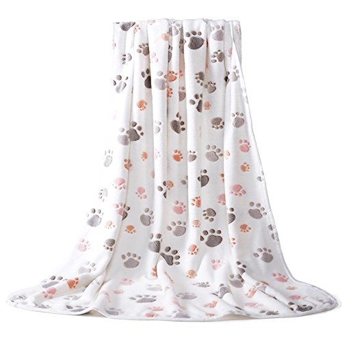 ALLISANDRO Coperta per Cane/Gatto Lavabile Soffice Durevole, Morbida e Calda Flanella Gatti Cuccioli, per Piccoli Medi Grandi Animali Domestici Beige 160X100cm