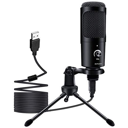 Microfoni per PC Bopuroy USB Microfono a condensazione in metallo per laptop Cardioide per Studio Registrazione di voci vocali, Voice Over, streaming video.