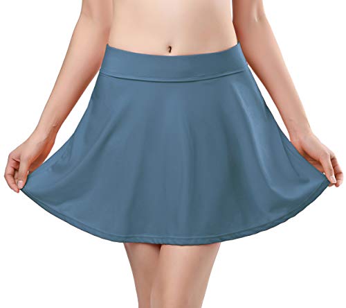 SHEKINI Donna Gonna con Pantaloncino da Nuoto Nero Gonna Briefs Bikini Vestito Nuotata Parte Inferiore Pantaloni Ruffle Costumi da Bagno Sport Gonna da Spiaggia（Haze Blue, Small）