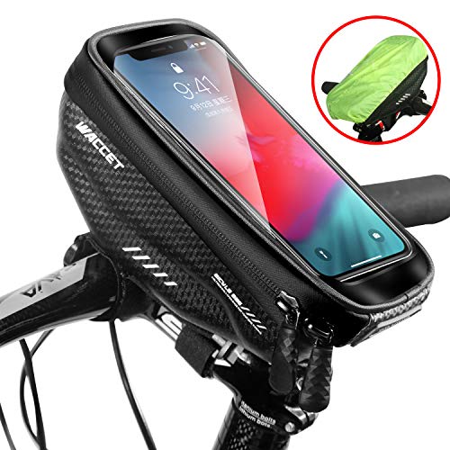 Borse Bici Telaio Impermeabile Borsa Manubrio Bicicletta con Touch Screen, Porta Telefono MTB Borsa Porta Cellulare Bici per iPhone XS MAX/XR/X/8Plus/Samsung S9/S8 fino a 6,5