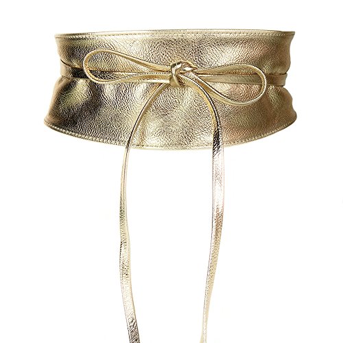 MYB Cintura fusciacca per donna in similpelle - modello obi - taglia unica - diversi colori disponibili (Oro)
