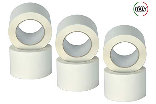 Nastro Adesivo Bianco, Scoch imballo, Ultra resistente, ideale per Imballaggio Pacchi, misure 75mm x 132m - 6 Rotoli scocht