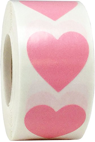 Rosa Adesivi a Cuore, 25 mm 1 Pollice Etichette per San Valentino 500 Pacchetto