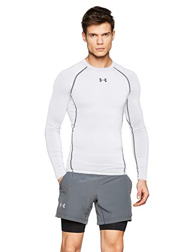 Under Armour UA HeatGear Long Sleeve, Maglia a Maniche Lunghe Uomo, Bianco (White/Graphite 100), S