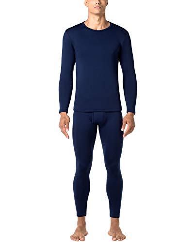 LAPASA Uomo Set Termico Invernale Ad Alta Densità Completo Termico T-Shirt Maniche Lunghe & Pantaloni Invernali Confezione Regalo Heavyweight M24 (Medium, Blu Navy 2(1 Maglia e 1 Pantaloni))