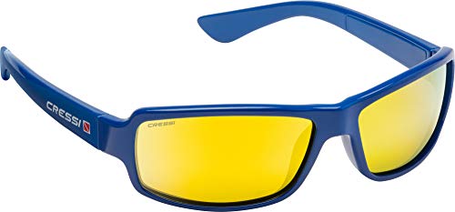 Cressi Ninja Floating, Occhiali Galleggianti Sportivi da Sole Polarizzati con Protezione UV 100% Uomo, Blu Royal/Lenti Specchiate Arancio, Taglia Unica