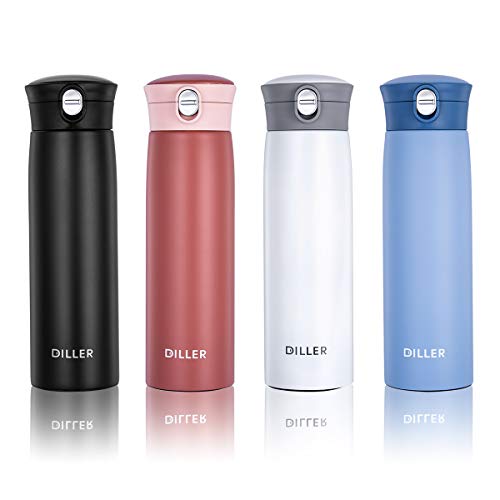 Diller Thermos Bottiglia Acciaio Inossidabile di Isolamento Tazza da Viaggio da caffè 450ml/230ml IT8778 (450ml, Blu)