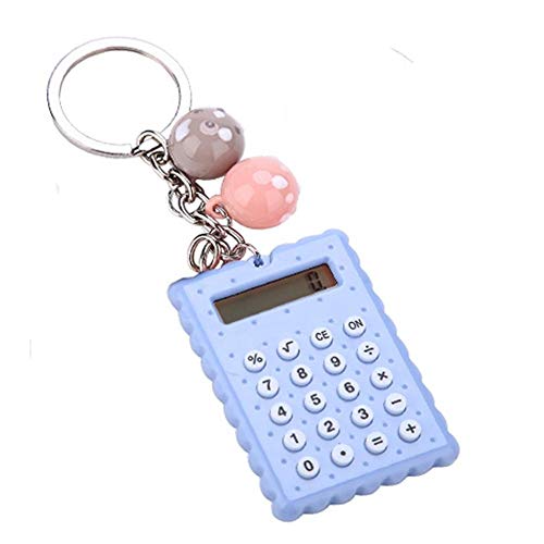 VBESTLIFE Mini Calcolatrice, Calcolatrice Portachiavi Portatile Simpatica Biscottini Calcolatrice Tascabile a Colori Candy, Display 8 Bit(Blu)