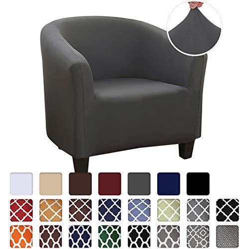 HIFUAR Copripoltrona Chesterfield Elasticizzato Fodere Copripoltrona da Cocktail 1 Posto Lavabile Antiscivolo Copripoltrona Club per Bar Soggiorno Camera da Letto Reception (Tinta Unita-Grigio)