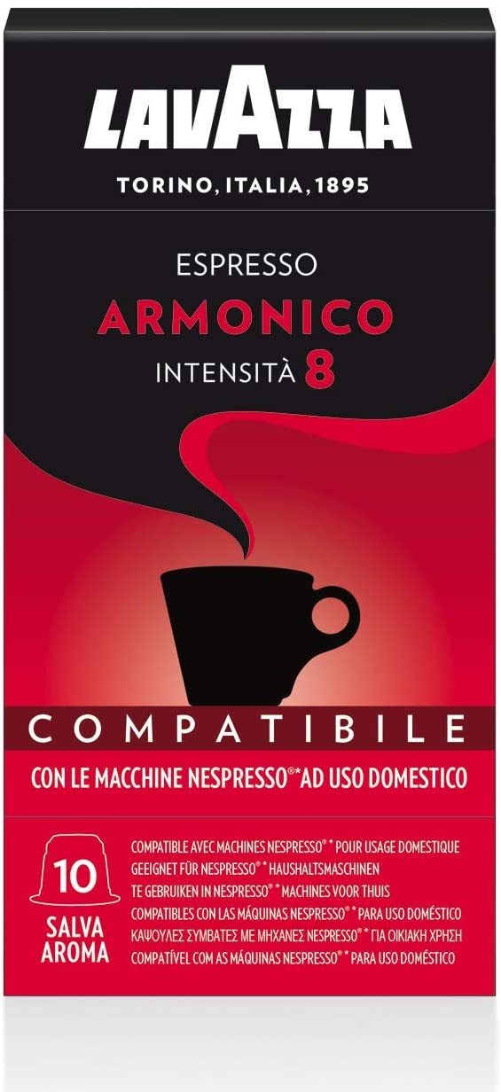 Lavazza 100 Capsule Compatibili Nespresso, Espresso Armonico, 10 Confezioni da 10 Capsule