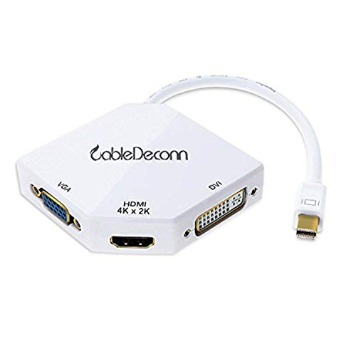 CABLEDECONN - Adattatore Mini DisplayPort multifunzione DP Thunderbolt a HDMI 4k VGA DVI cavo convertitore L'aspetto Cobra per MacBook Suface Pro Air …