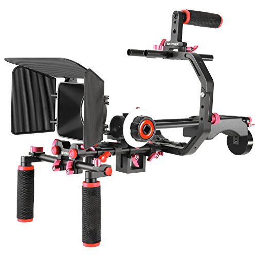 Neewer Kit di Sistema per Produzioni Film Movie Video per Canon Nikon Sony & Altre Reflex Digitali Vidocamere, Inclusi: Staffa a Forma C, Impugnatura, Asta 15mm, Matte Box, Follow Focus, Stabilizzator