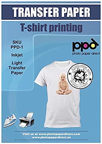 PPD A4 Carta Trasferibile Termoadesiva Per Stampanti A Getto D'Inchiostro Inkjet - T-Shirt E Tessuti Di Colore Chiaro x 10 Fogli - PPD-1-10