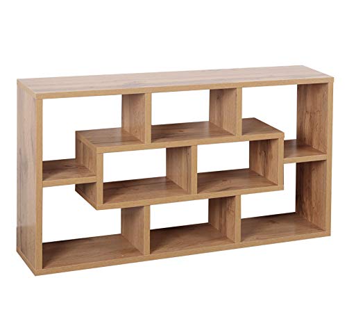 RICOO WM050-EW Scaffale da parete 85x48x16cm Mensola da muro Libreria sospesa Organizer salvaspazio Biblioteca universale Legno rovere marrone