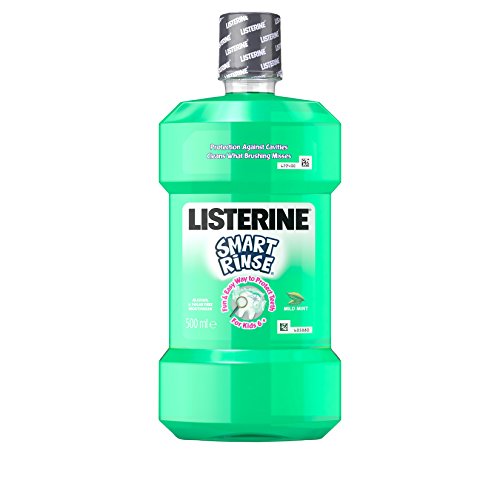 Listerine Smart Rinse, collutorio per bambini dai 6 anni in su, gusto menta delicata, 500 ml (etichetta in lingua italiana non garantita)