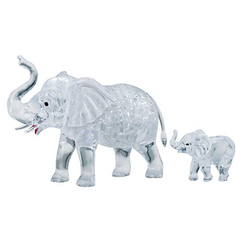 HCM Kinzel Crystal 59176-Puzzle 3D con coppia di elefanti, 46 pezzi, Colore grigio, 59176