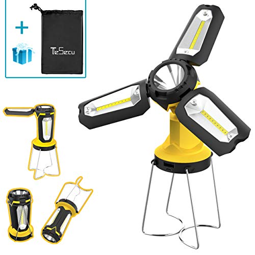 Tesecu Lanterna da Campeggio Torcia Lanterna LED 3 in 1, Lampada Ricaricabile USB Portatile Impermeabile, CREE LED da Campeggio, Pesca, Trekking, Emergenze Escursioni