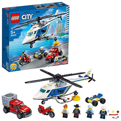 LEGO City Inseguimento Sull'Elicottero della Polizia Set di Costruzioni con Magnete per Catturare il Camion in Fuga e 4 Minifigures: Agente, Criminale, Sam Grizzled e Snake Rattler, +5 Anni, 60243