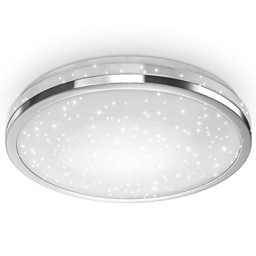 B.K.Licht Lampada da soffitto LED, decoro a cielo stellato, plafoniera luce bianca 4.000K, 2200Lm, Ø38cm, LED integrati 24W, lampadario a risparmio energetico per soggiorno, plastica, IP20