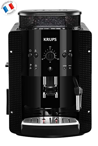Krups - Macchina per caffè espresso con macinacaffè e montalatte in acciaio inox Standard Nero