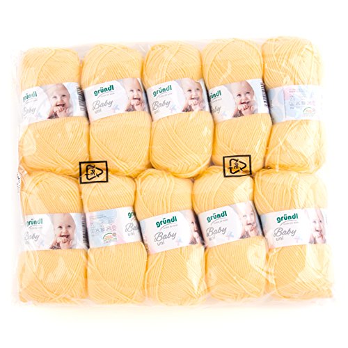 Gründl 3458 – 02 Baby Tinta Unita Cotone, 70% poliacrilico 30% Poliammide, Colore Giallo Pastello, 35 x 32 x 8 cm