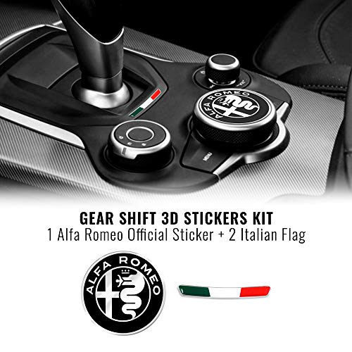 Quattroerre Kit Adesivo Alfa Romeo Logo 51 mm + Bandiera per Interno Giulia Stelvio
