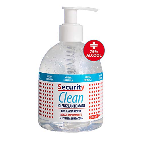 Security Clean Gel Igienizzante Mani Con 75% Alcol Disinfettante e Dosatore, Elimina al 99% Batteri Senza Utilizzo di Acqua (500 ML)