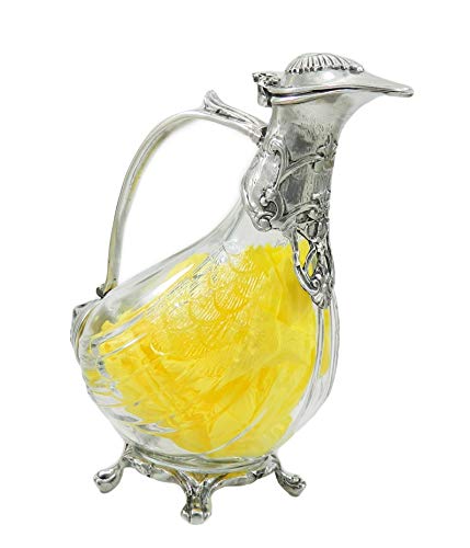 CAVAGNINI Decanter bottiglia in vetro e peltro stile Papera liberty Elegante e unico Di grande bellezza e pregio Ottimo Regalo